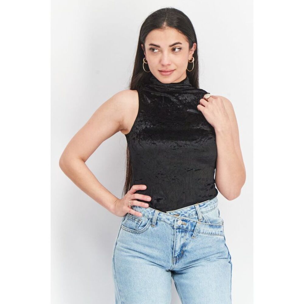 MAISIE Womens Black Unlined Snap Button Gusset Bodysuit XS